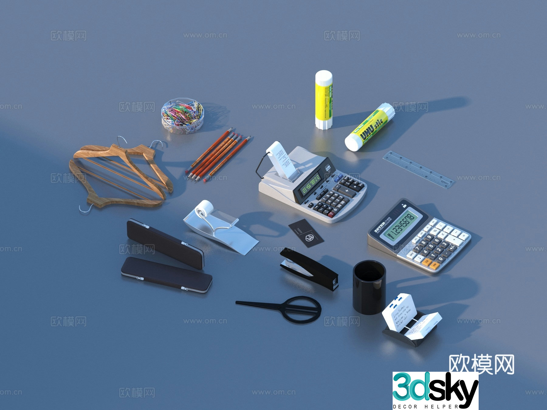 Ruler Pen Ballpoint Pen Stationery School Supplies 3D Model