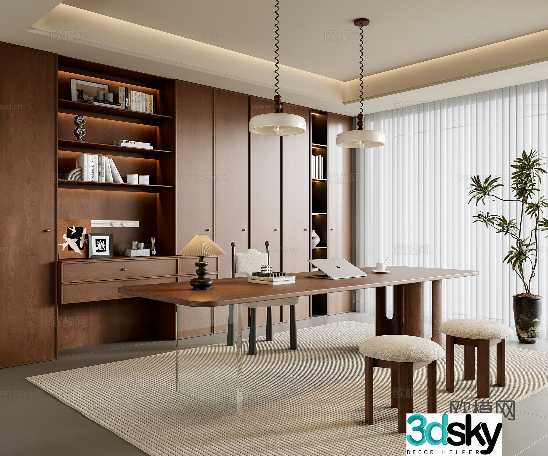 Middle-aged study room 3D model