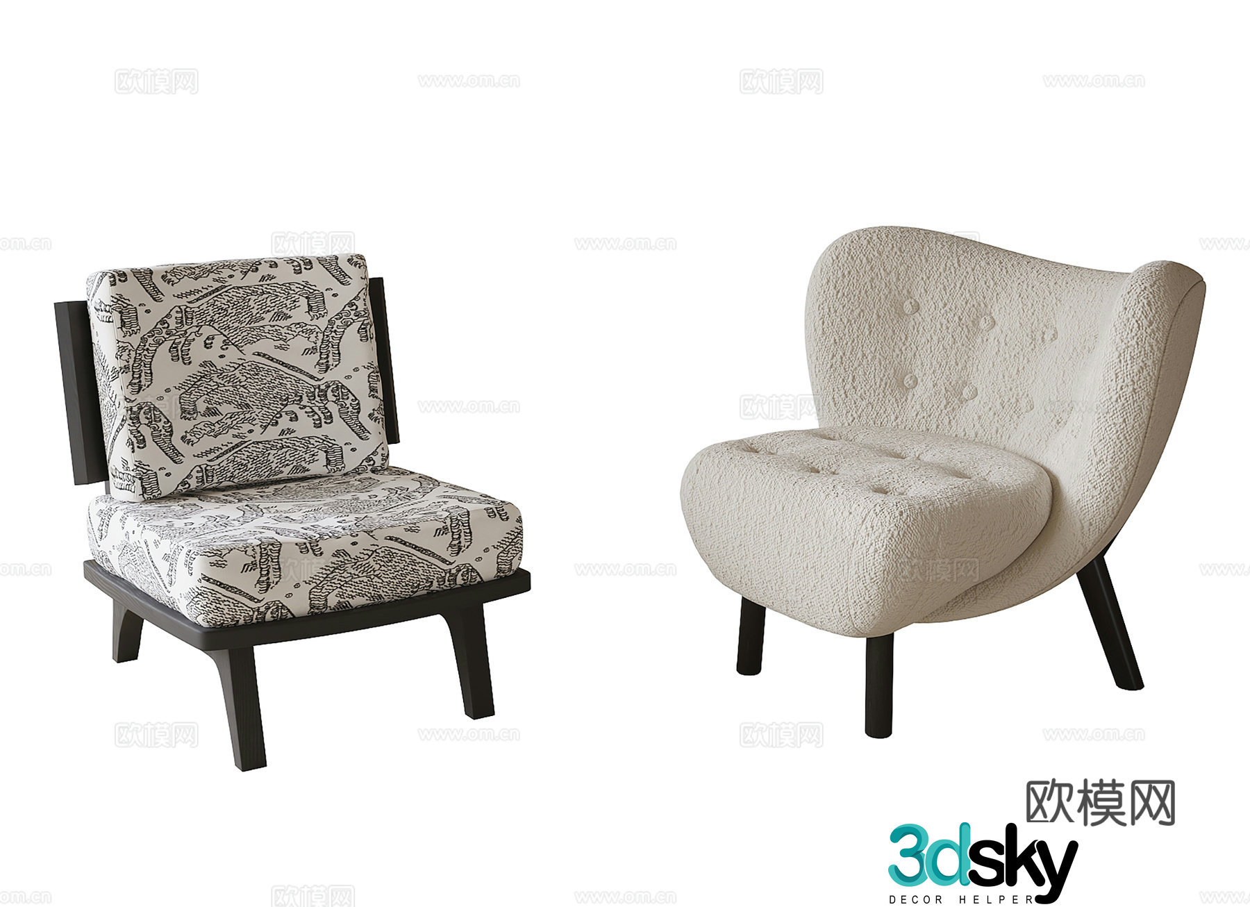 French single sofa casual chair single chair 3d model
