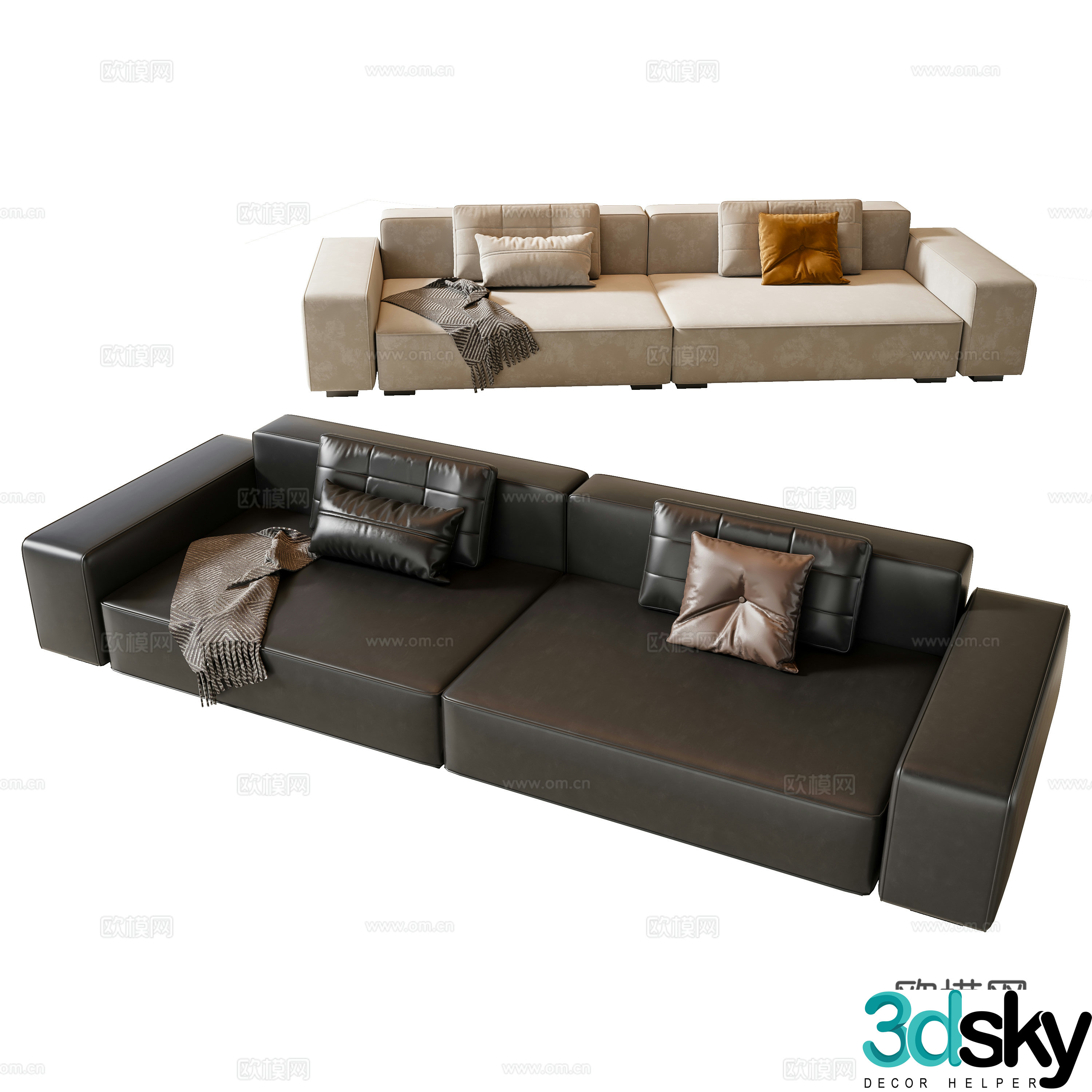 Modern Italian multiplayer sofa 3d model