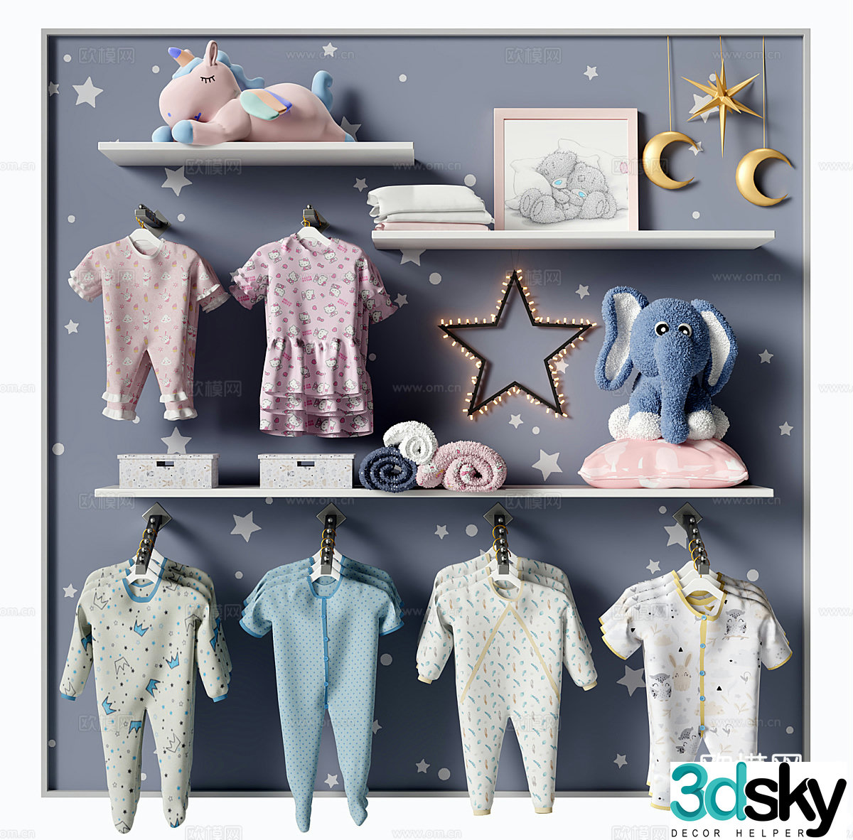 Modern children’s clothing clothing display stand 3d model