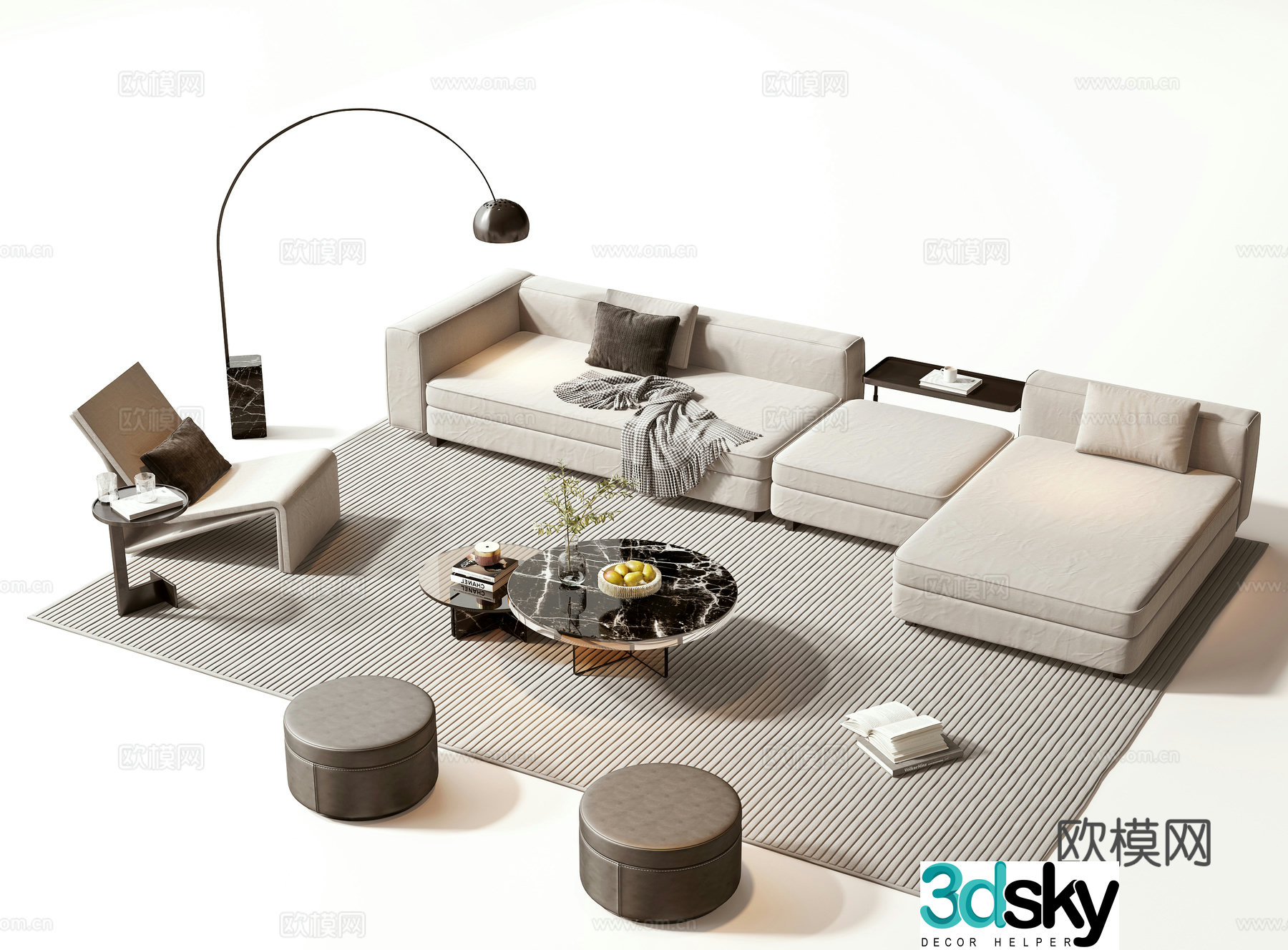 Modern sofa coffee table set 3d model