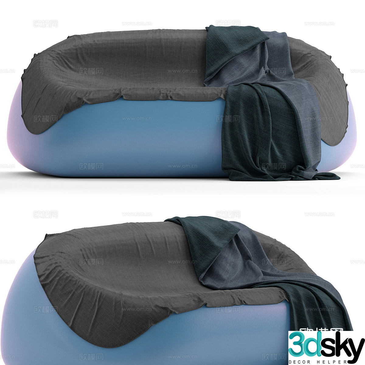 3d model of double sofa