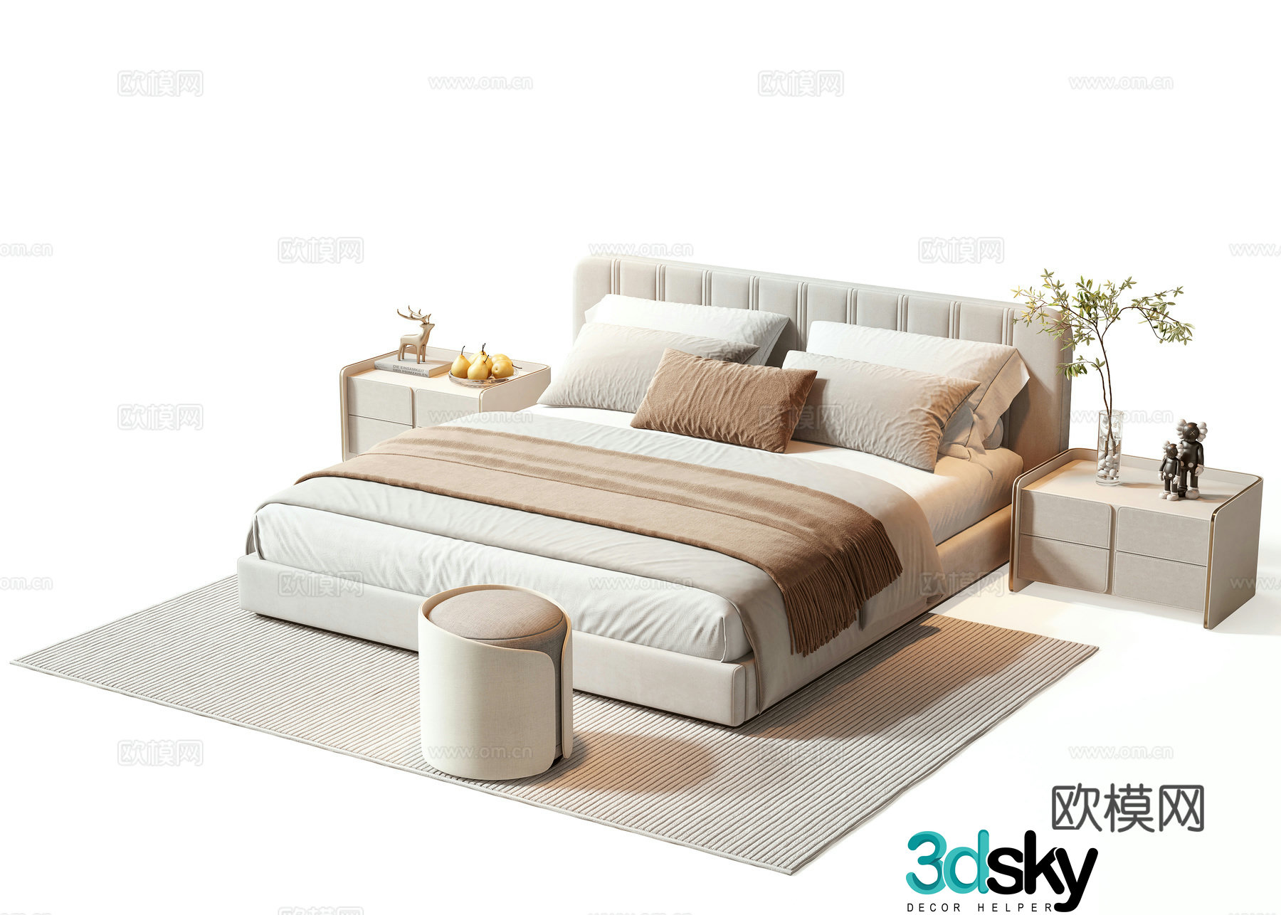 Minotti modern double bed 3d model