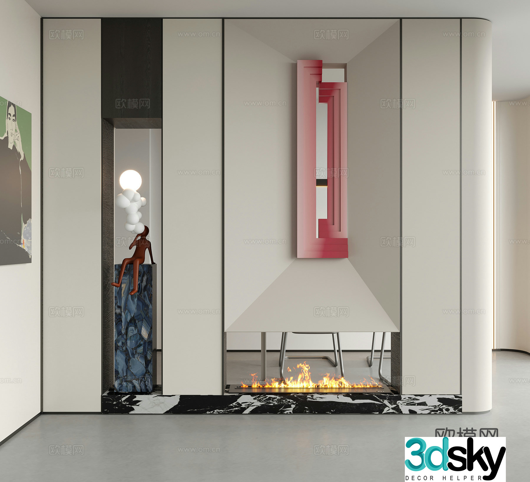 Modern decorative entrance door entrance sculpture ornaments fireplace 3d model