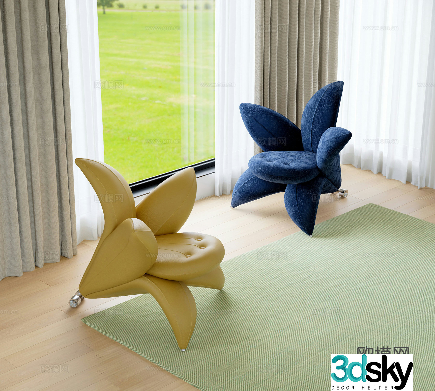 Modern balcony lounge chair 3d model
