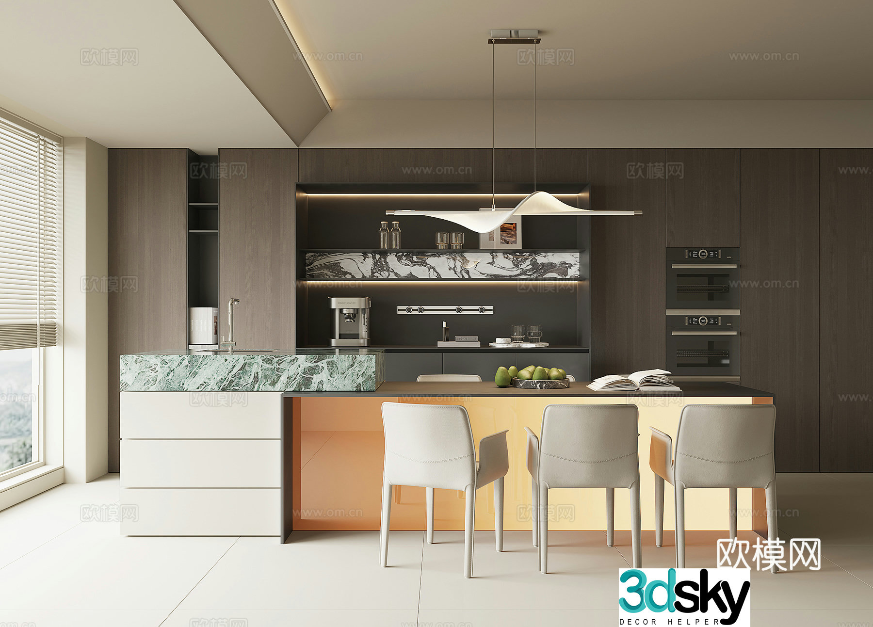 Modern island restaurant 3d model