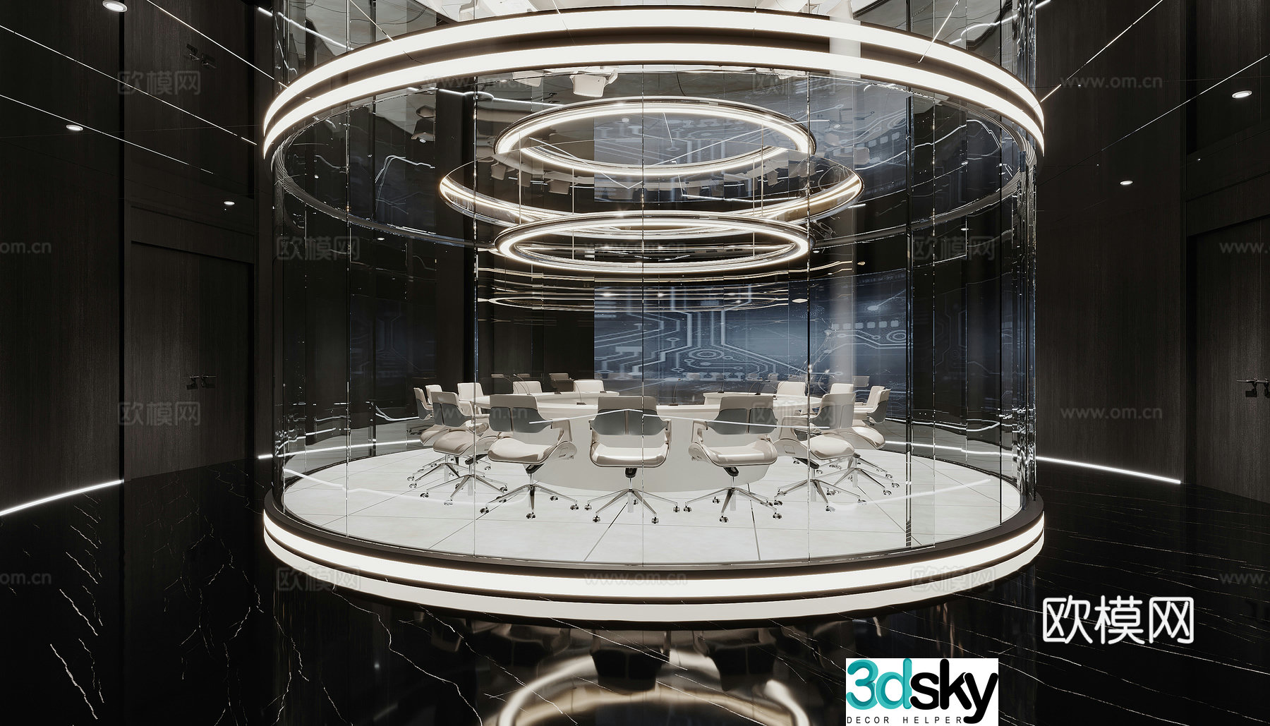 Modern conference room conference table office area 3d model
