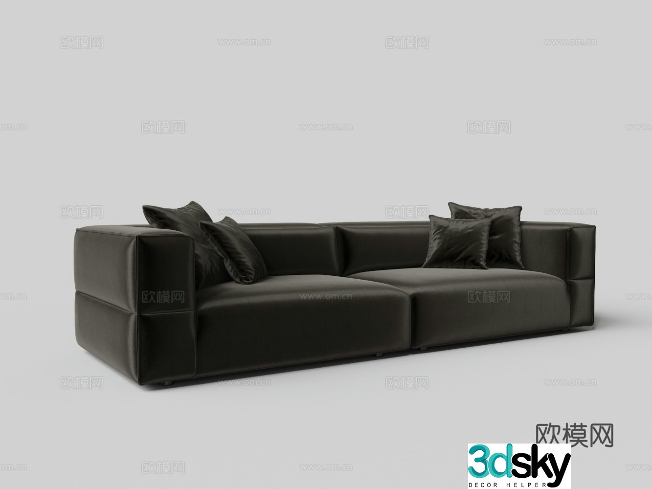 Modern black space cloth polyester fabric multiplayer sofa 3d model