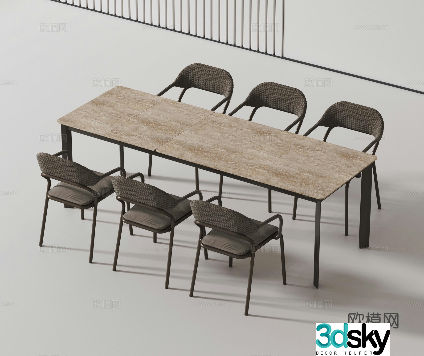 Modern dining table and chair 3d model