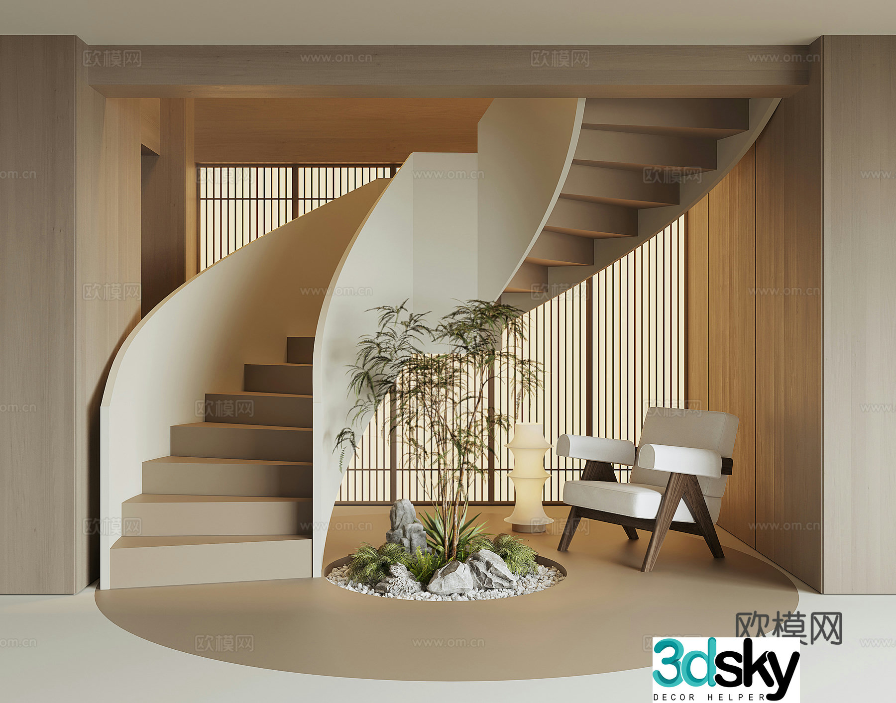 Modern spiral staircase 3d model