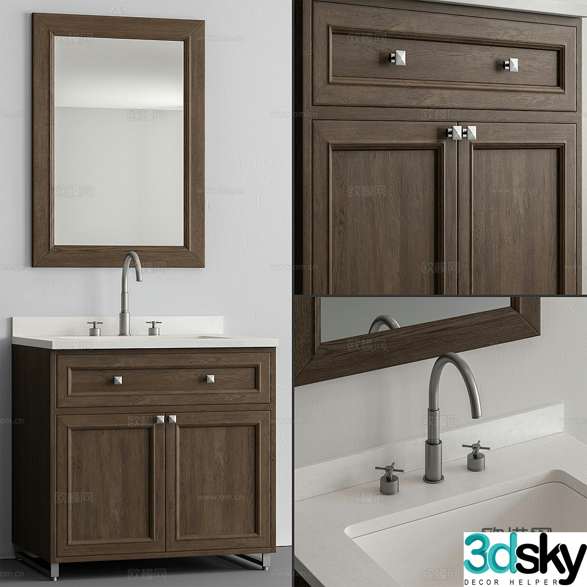 New Chinese style bathroom cabinet 3D model
