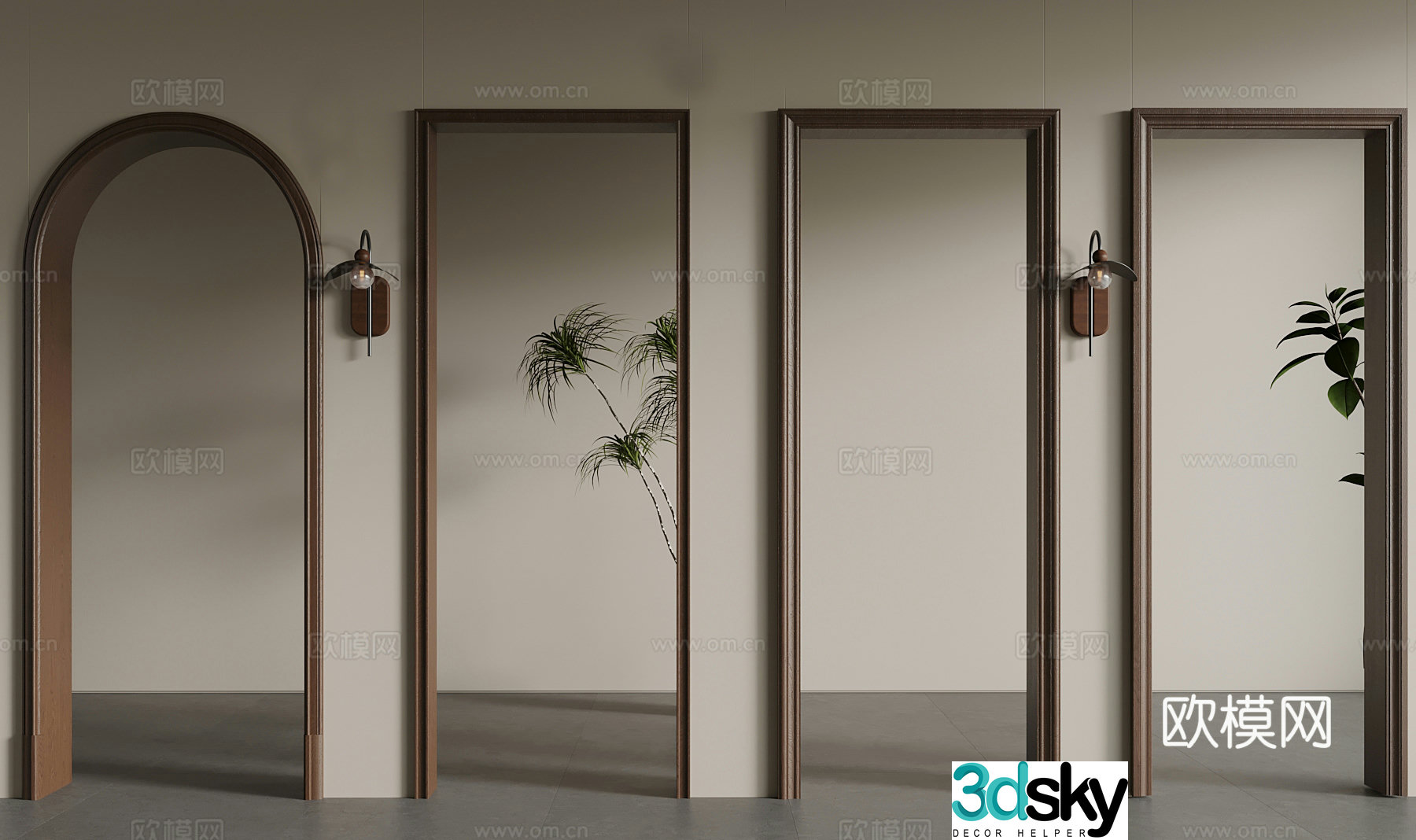 Middle-aged wind gate frame japonica line 3d model
