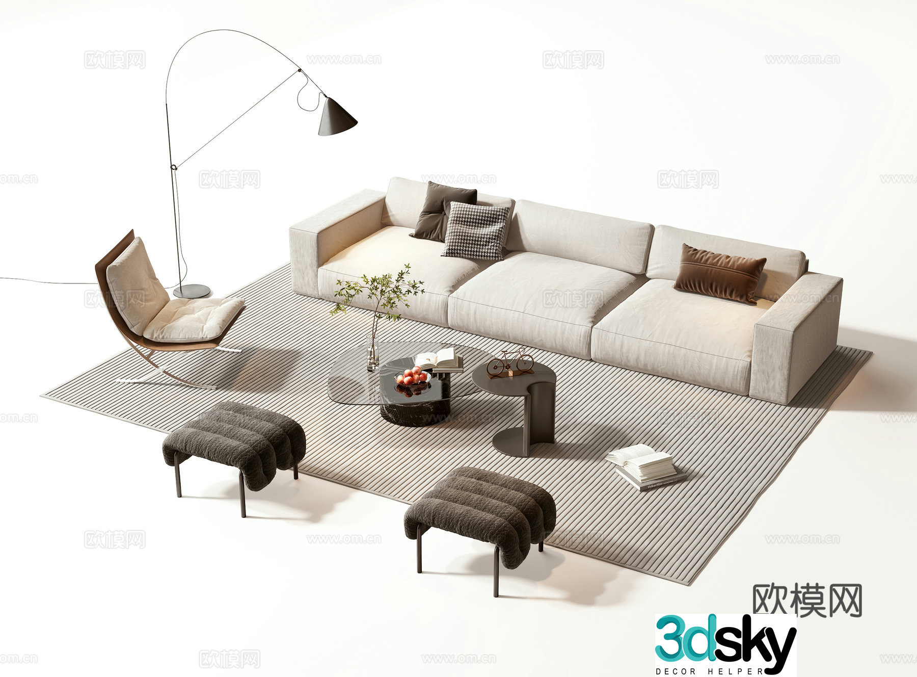 Modern sofa coffee table set 3d model