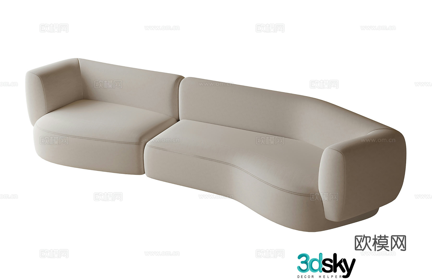 Modern curved sofa fabric sofa 3d model