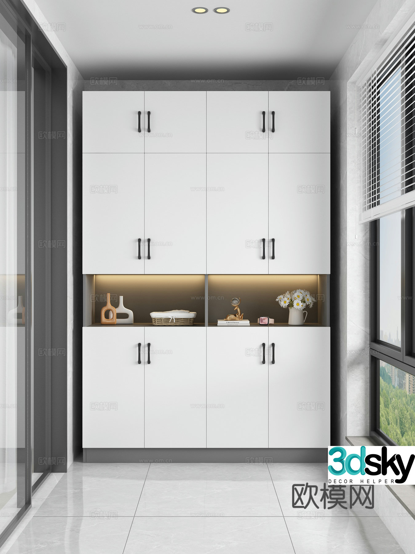 Balcony cabinet storage ornaments sunflower storage cabinet storage cabinet 3d model