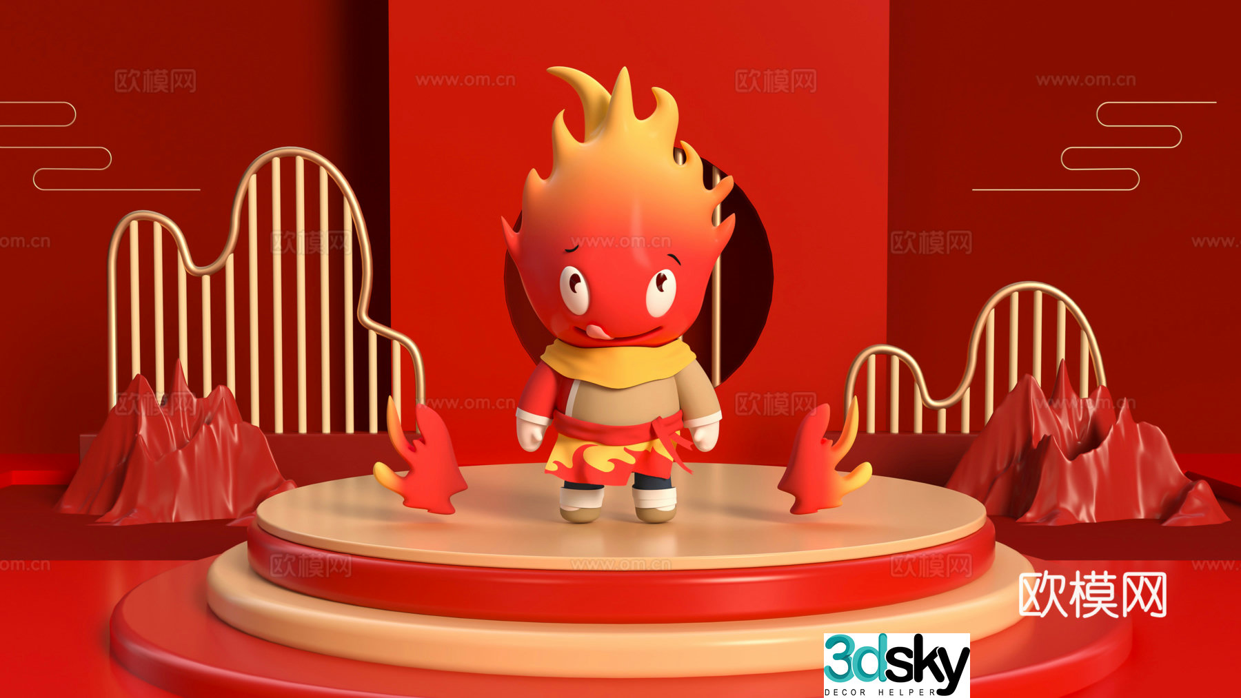 Cartoon character figure trendy toy ip volcano blind box sculpture doll 3d model