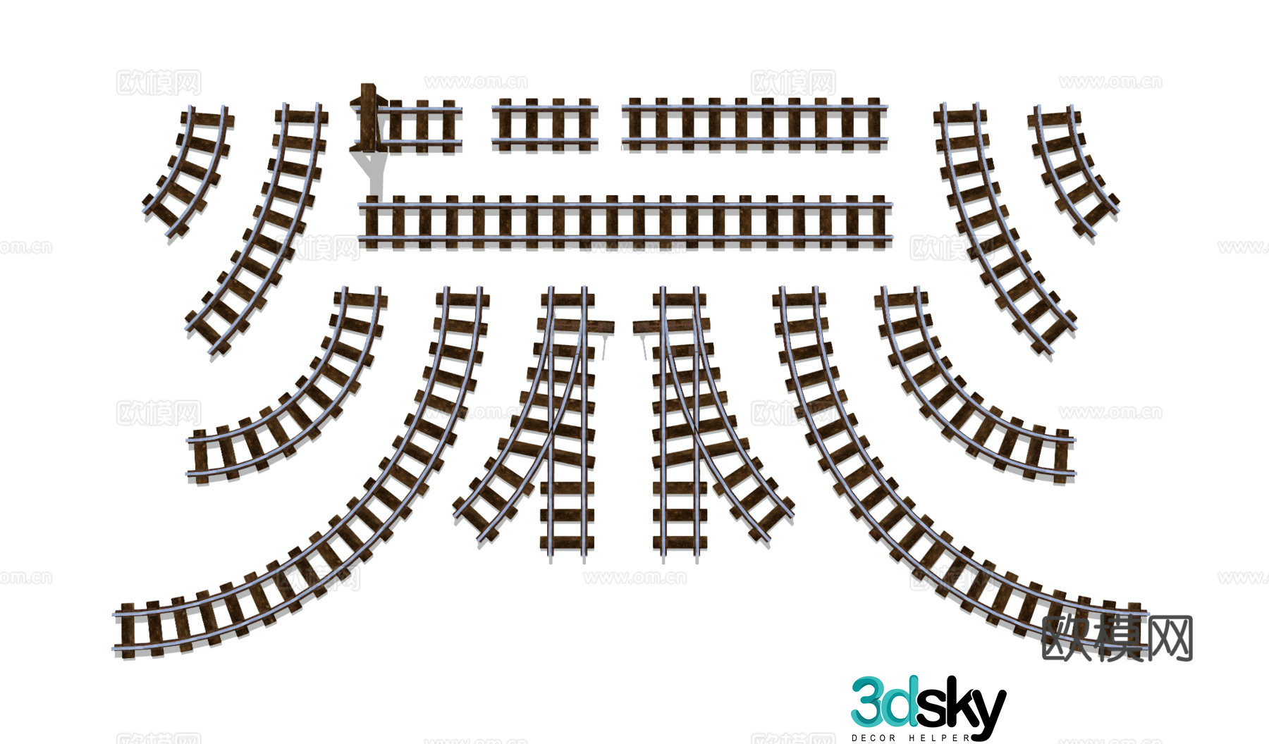 Industrial wind railway track 3d model