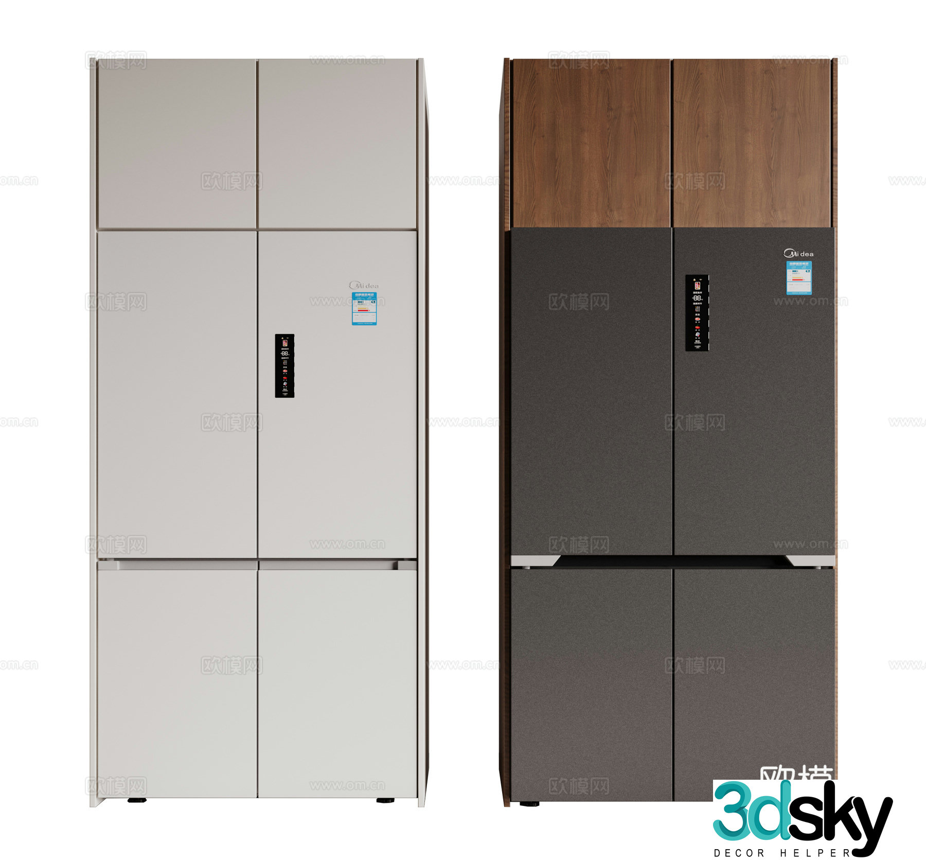 Modern refrigerator freezer zero-embedded refrigerator single and double door refrigerator cross refrigerator flip-open refrigerator 3D model
