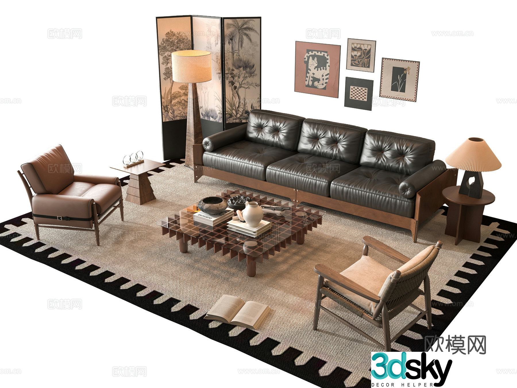 Middle-aged sofa combination 3D model