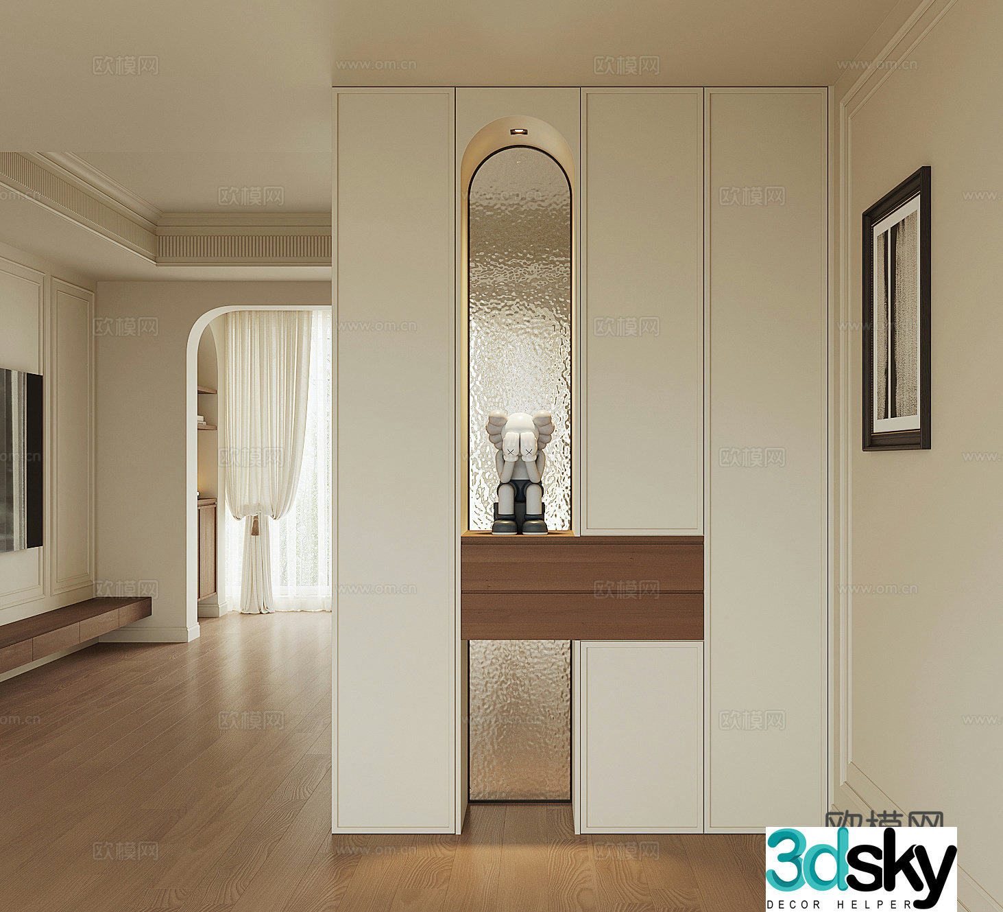 Modern home entrance shoe cabinet 3D model