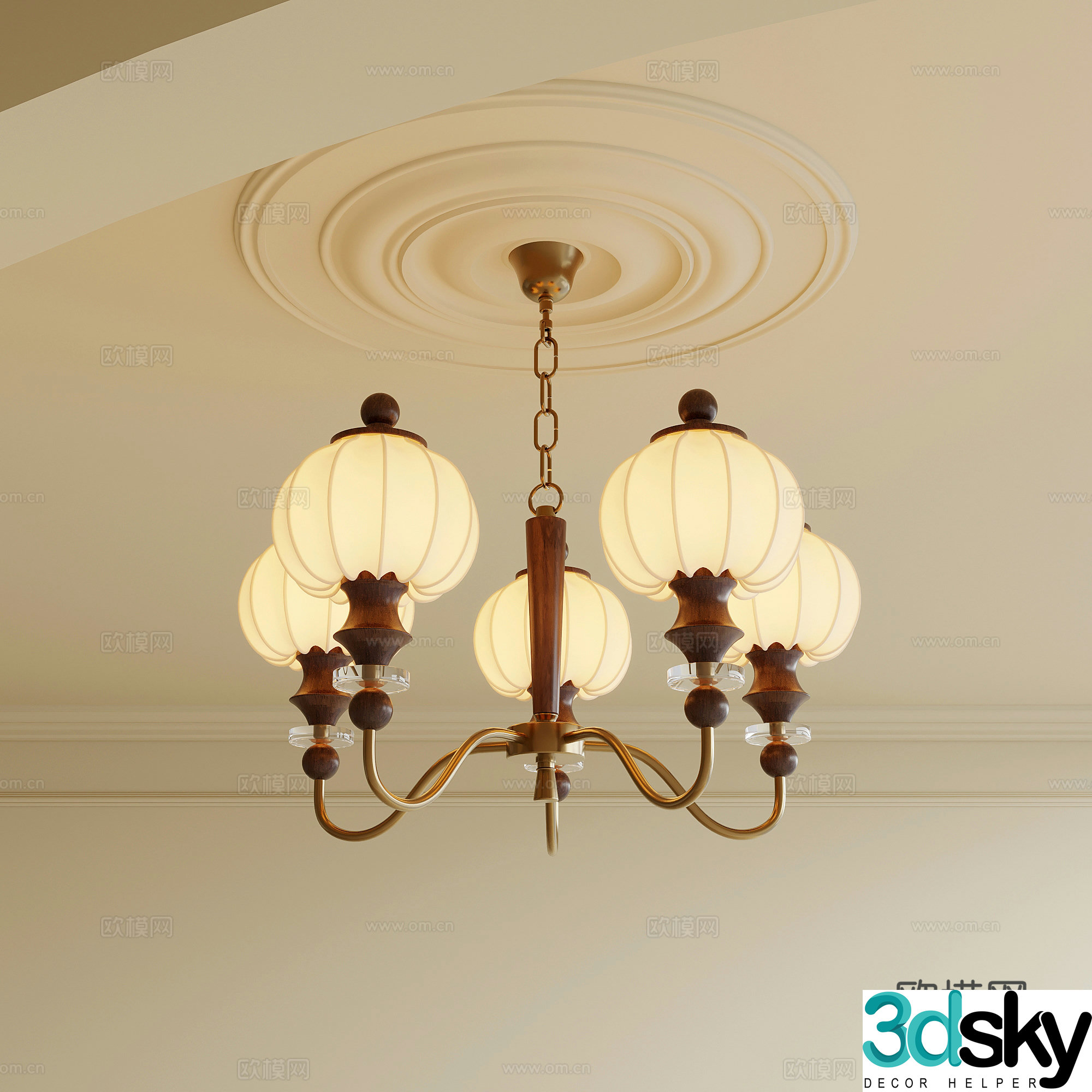 Middle-aged chandelier Multi-head chandelier 3d model