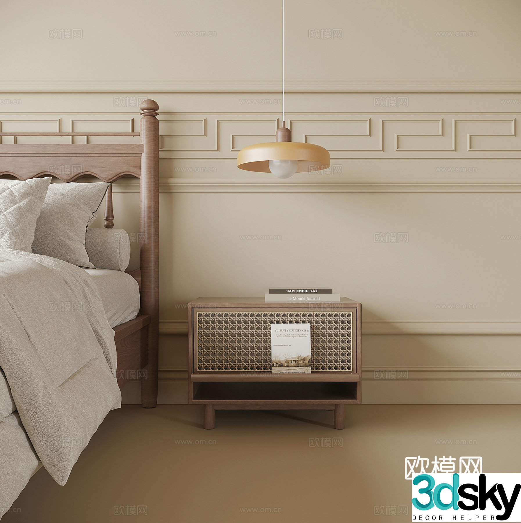 Modern bedside table Bedside chandelier 3d model