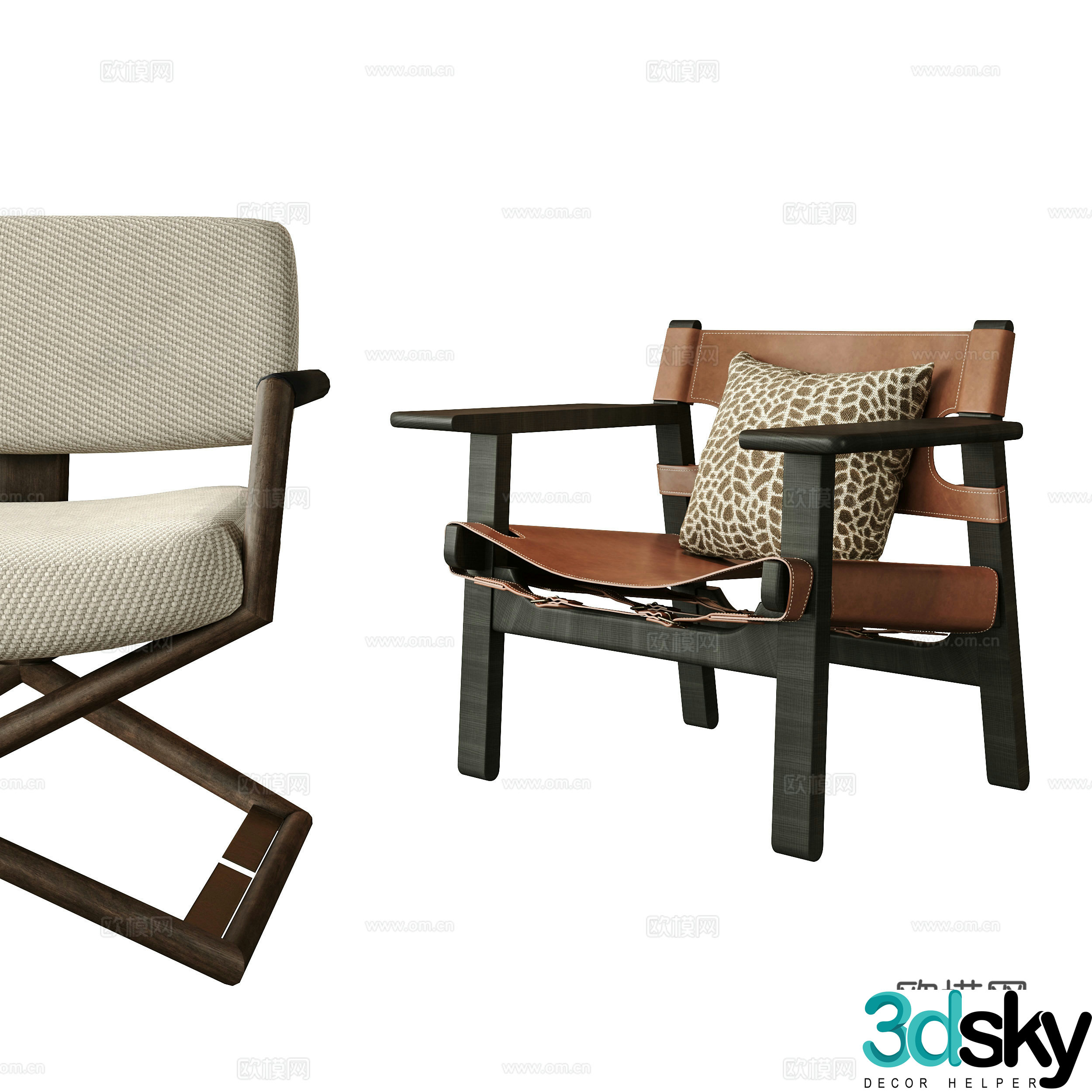 Modern lounge chair Cassina Acrylic Fabric Sofa Chair 3D Model