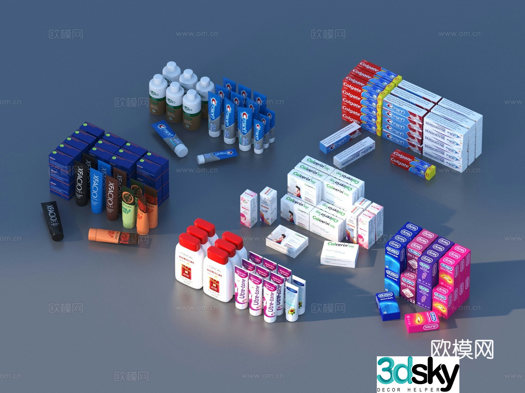 Cosmetics Pill Boxes Supermarket Products Daily necessities 3D Model