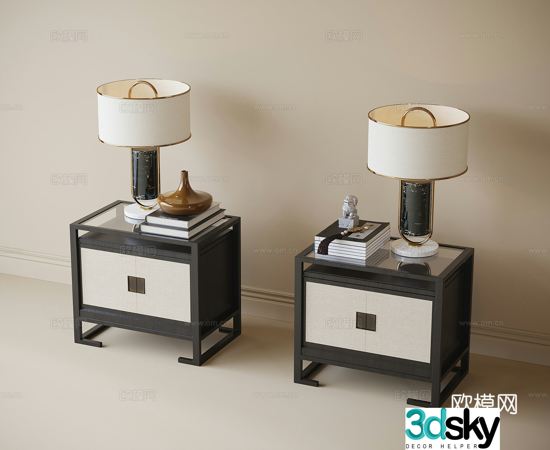 New Chinese style bedside table lamp 3D model