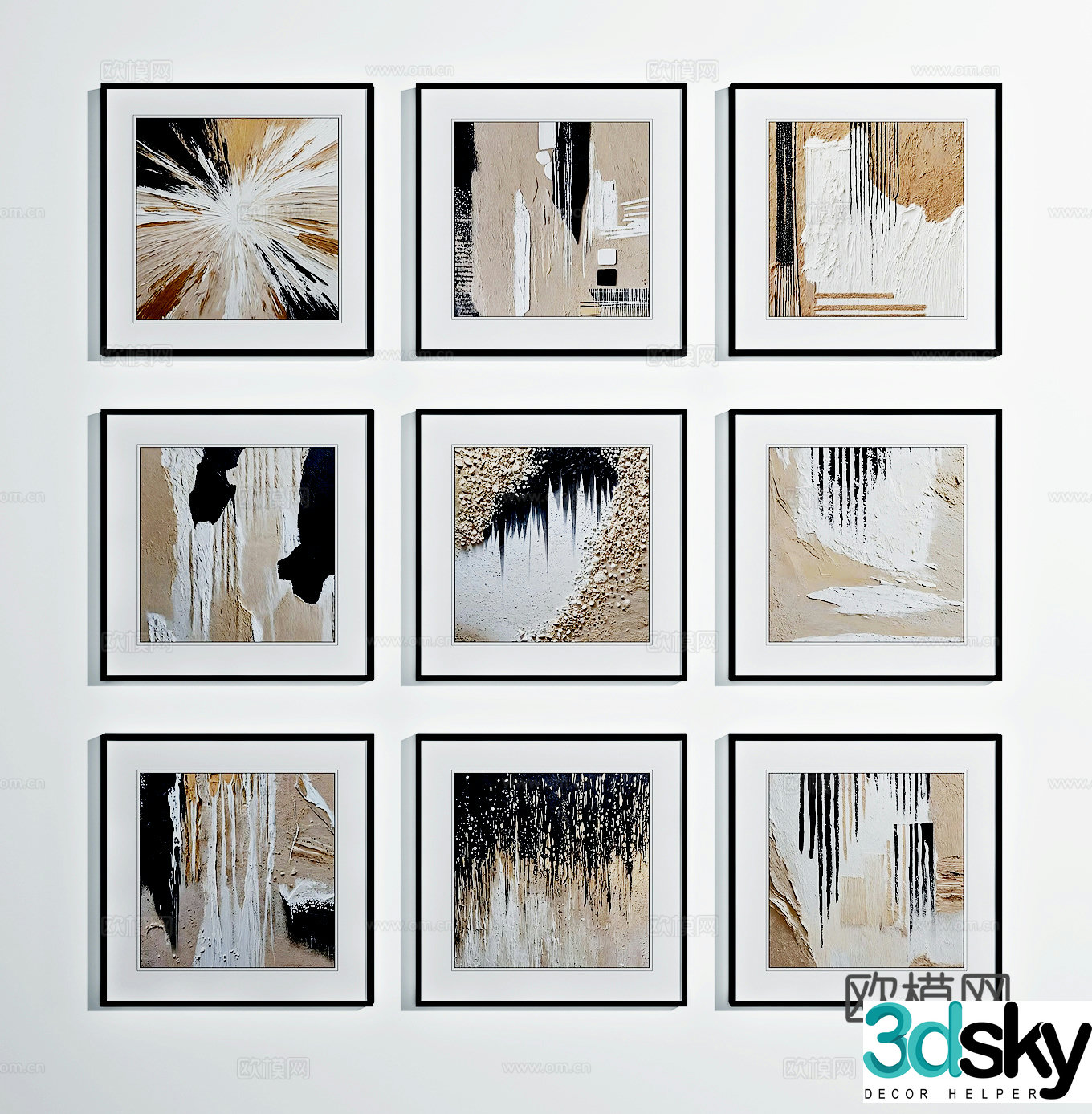 Decorative painting Combination hanging painting 3D model