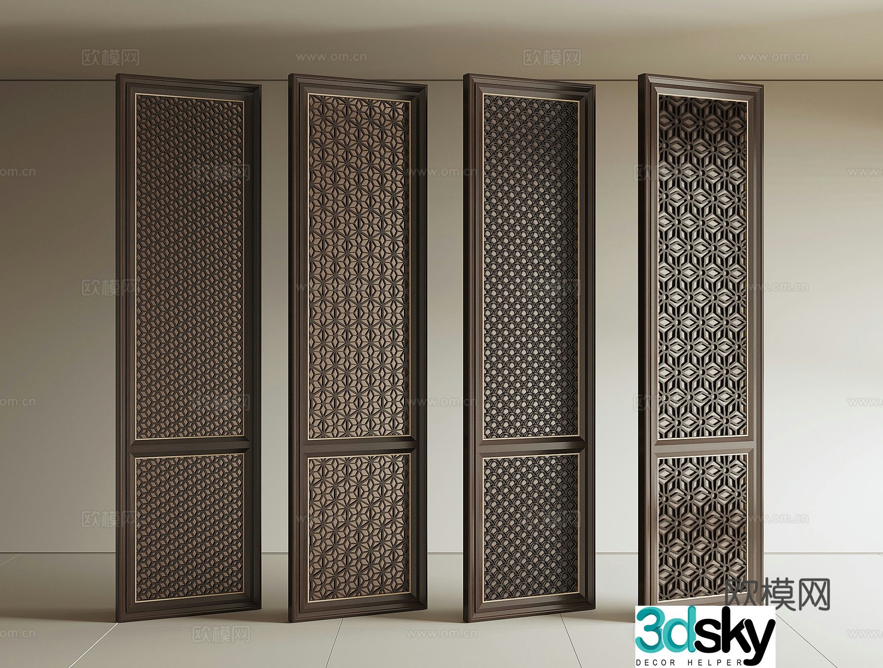 New Chinese wall panel 3D model