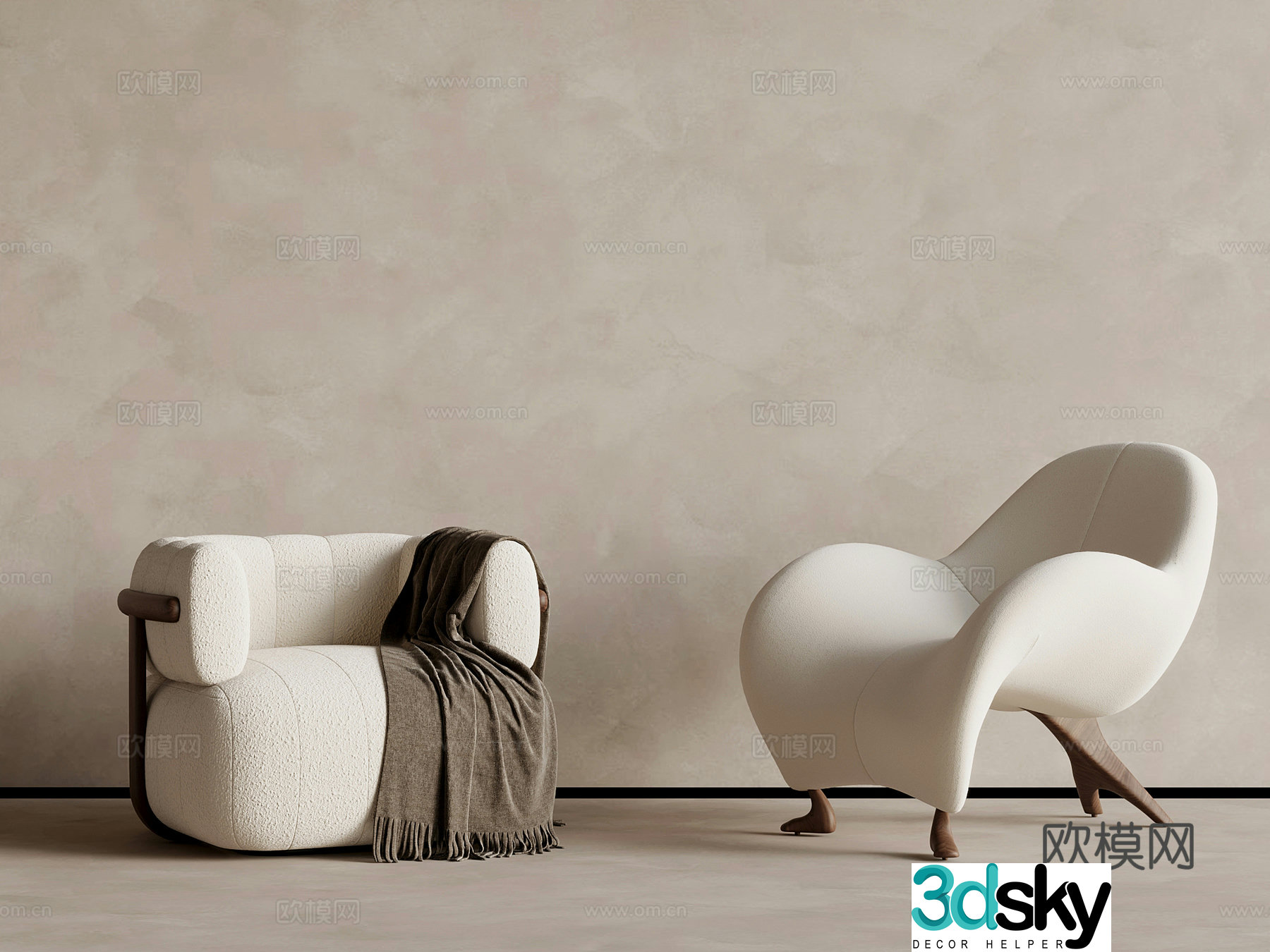 Medium style casual sofa leisure chair single sofa 3d model