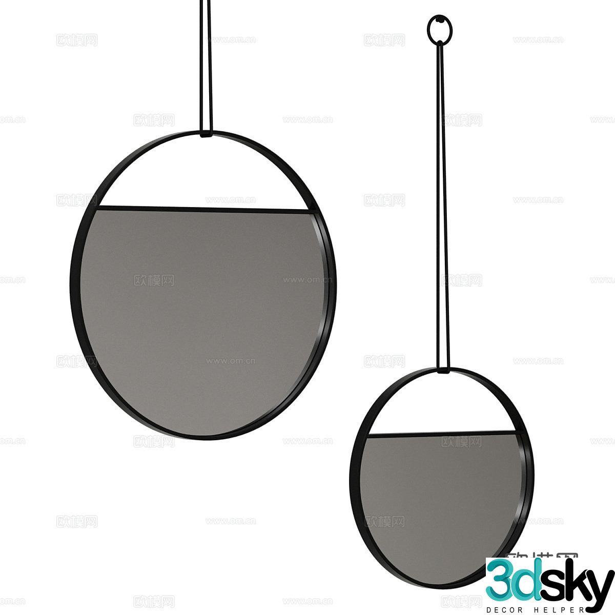 Modern Italian hanging mirror 3D model