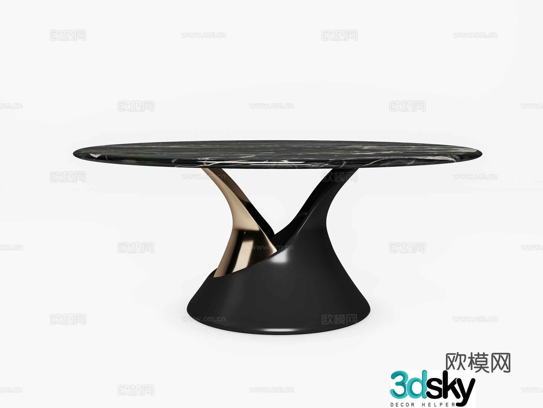 Light luxury round dining table 3D model