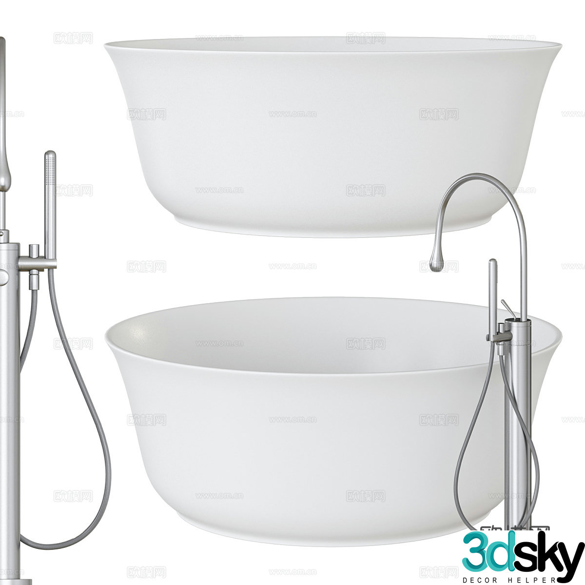 Modern light luxury round bathtub 3D model