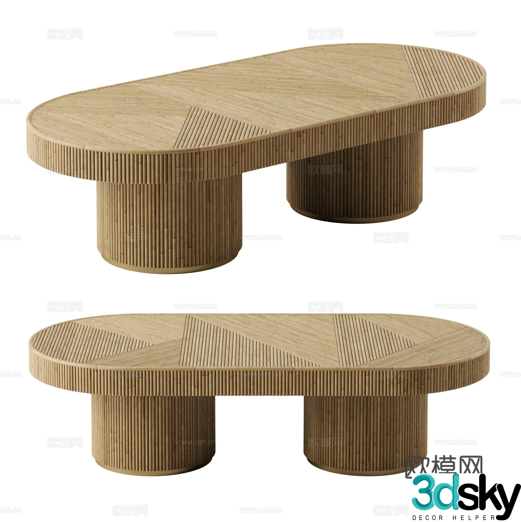 New Chinese style bamboo tea table 3D model