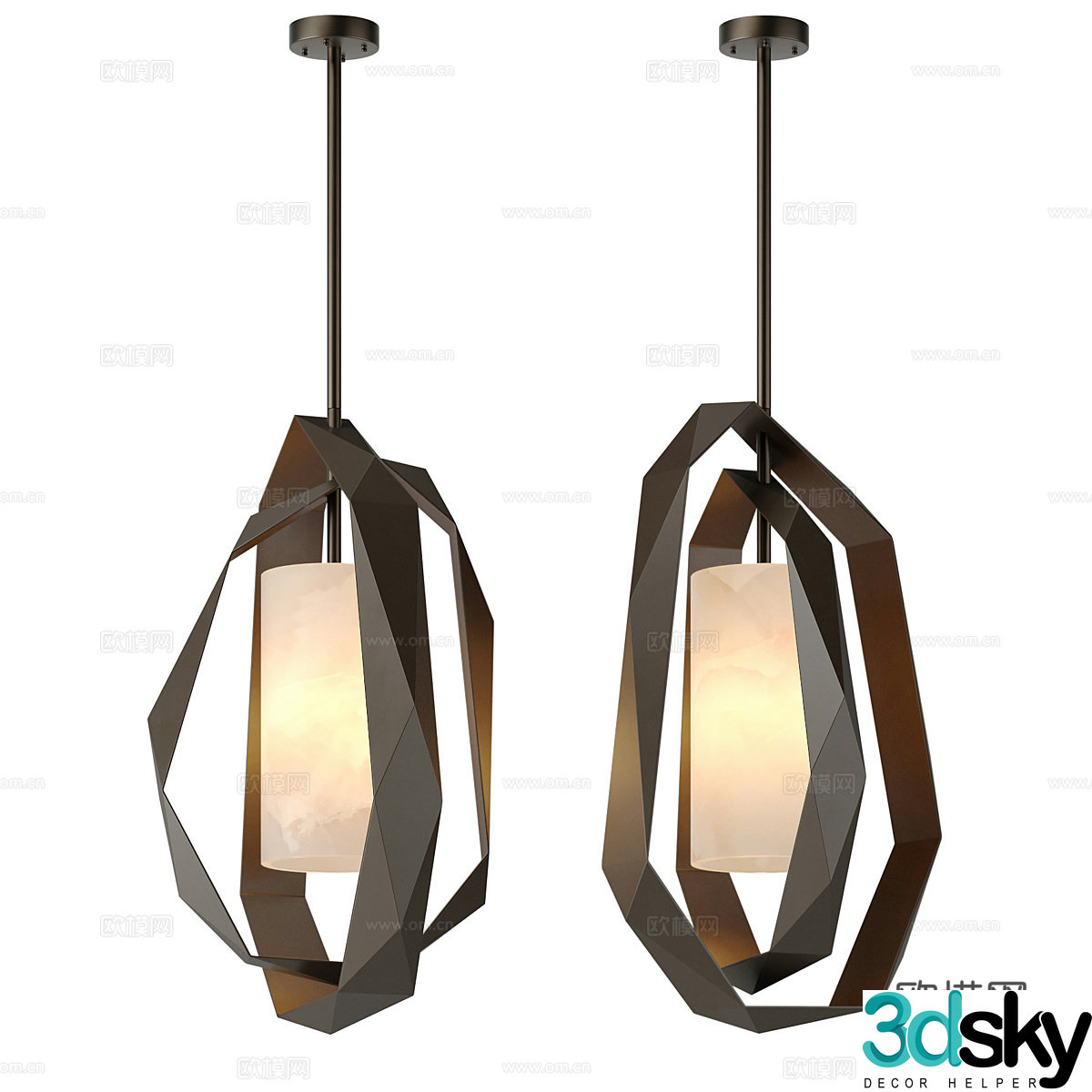 New Chinese style decorative chandelier 3D model