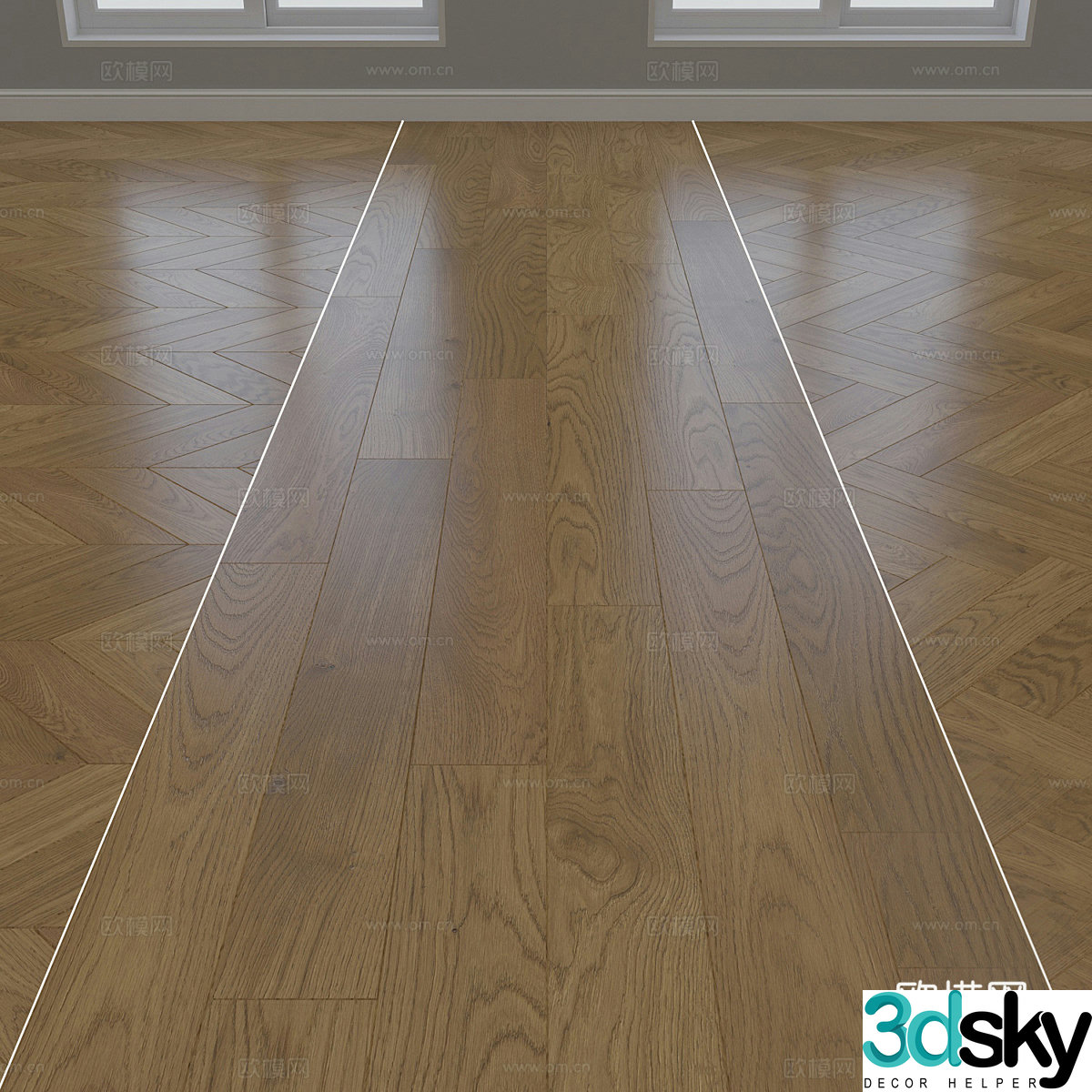 Wasabi Wood Floor Fish Bone Shop Herringbone Shop I-shaped Shop Matte Wood Floor Wood Grain Brick 3D Model