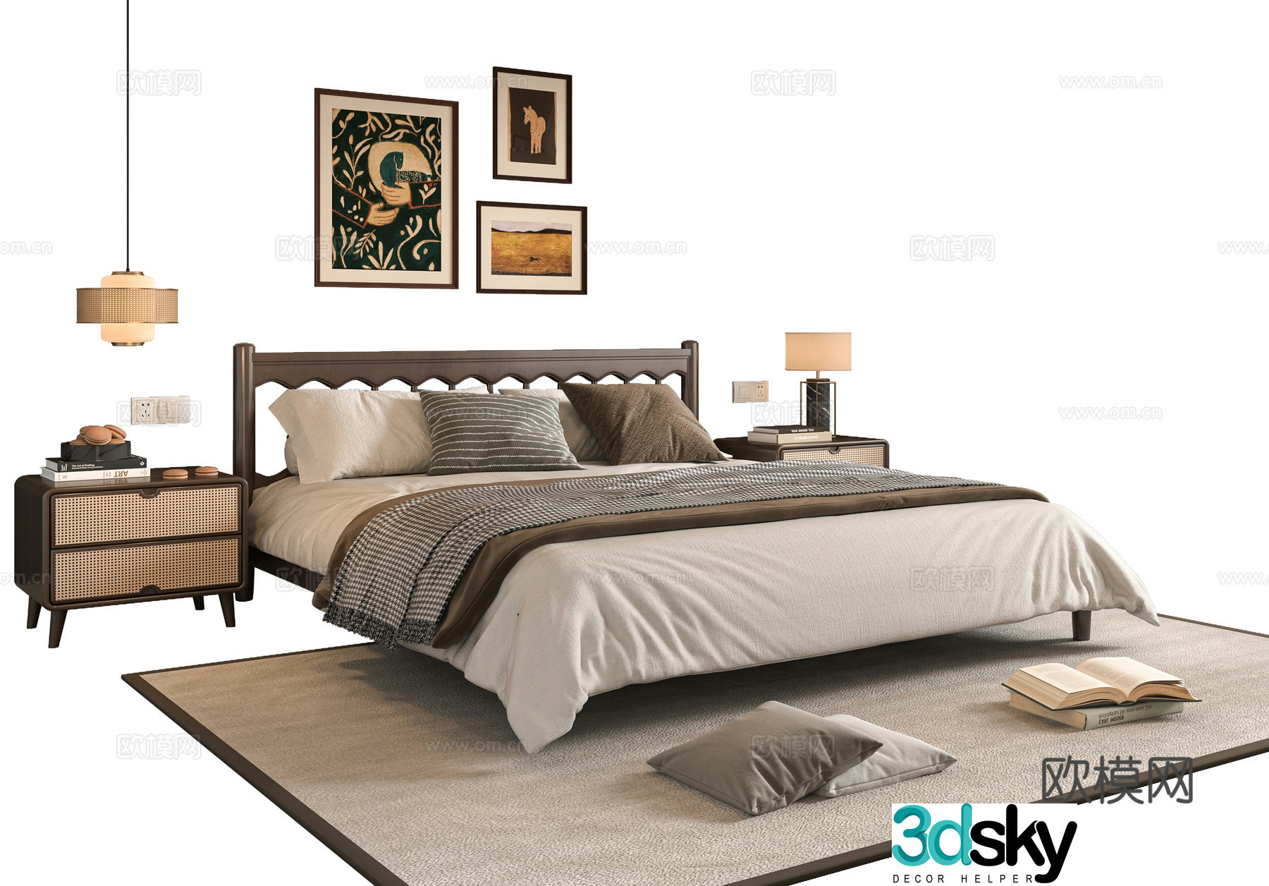 Middle-aged double bed 3D model