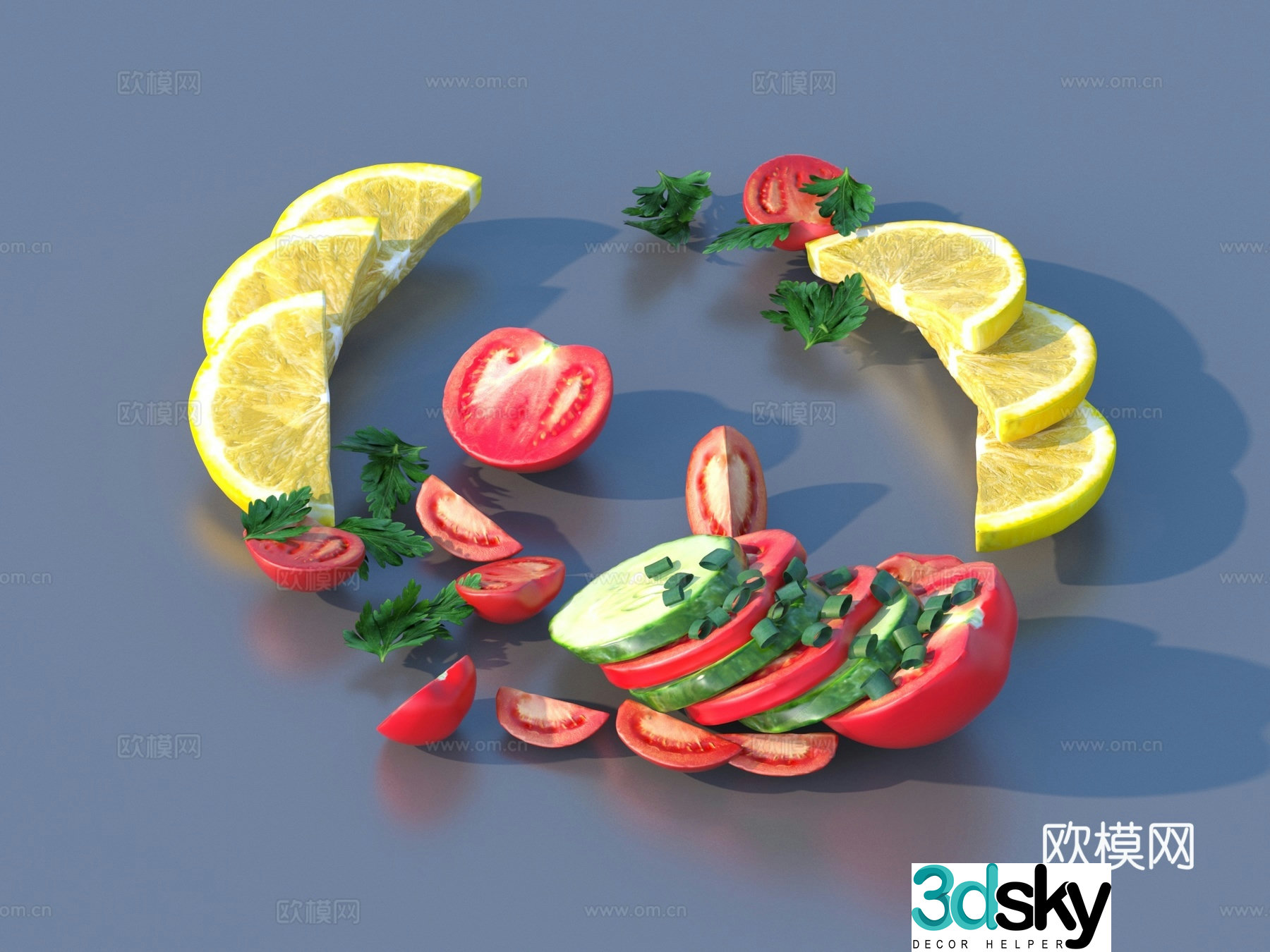 Vegetables vegetable leaves side dishes food 3d model