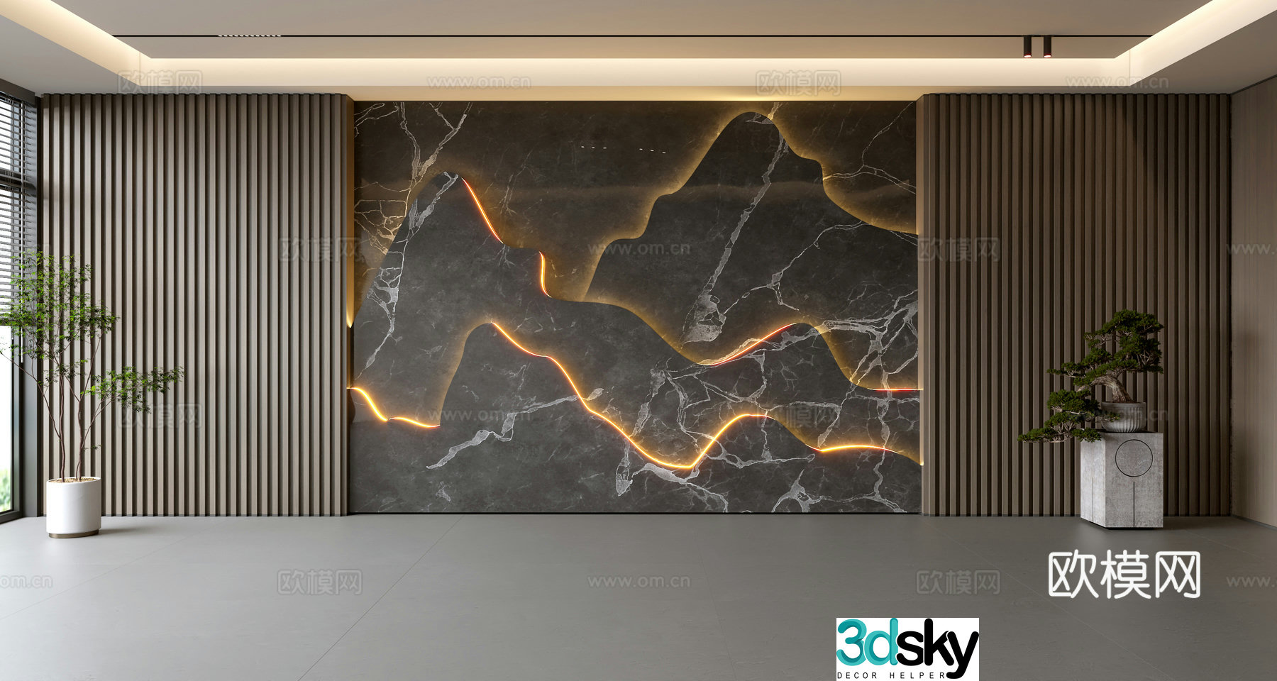Modern front desk background wall Simple background wall Front desk reception area background wall Company front desk background wall 3d model