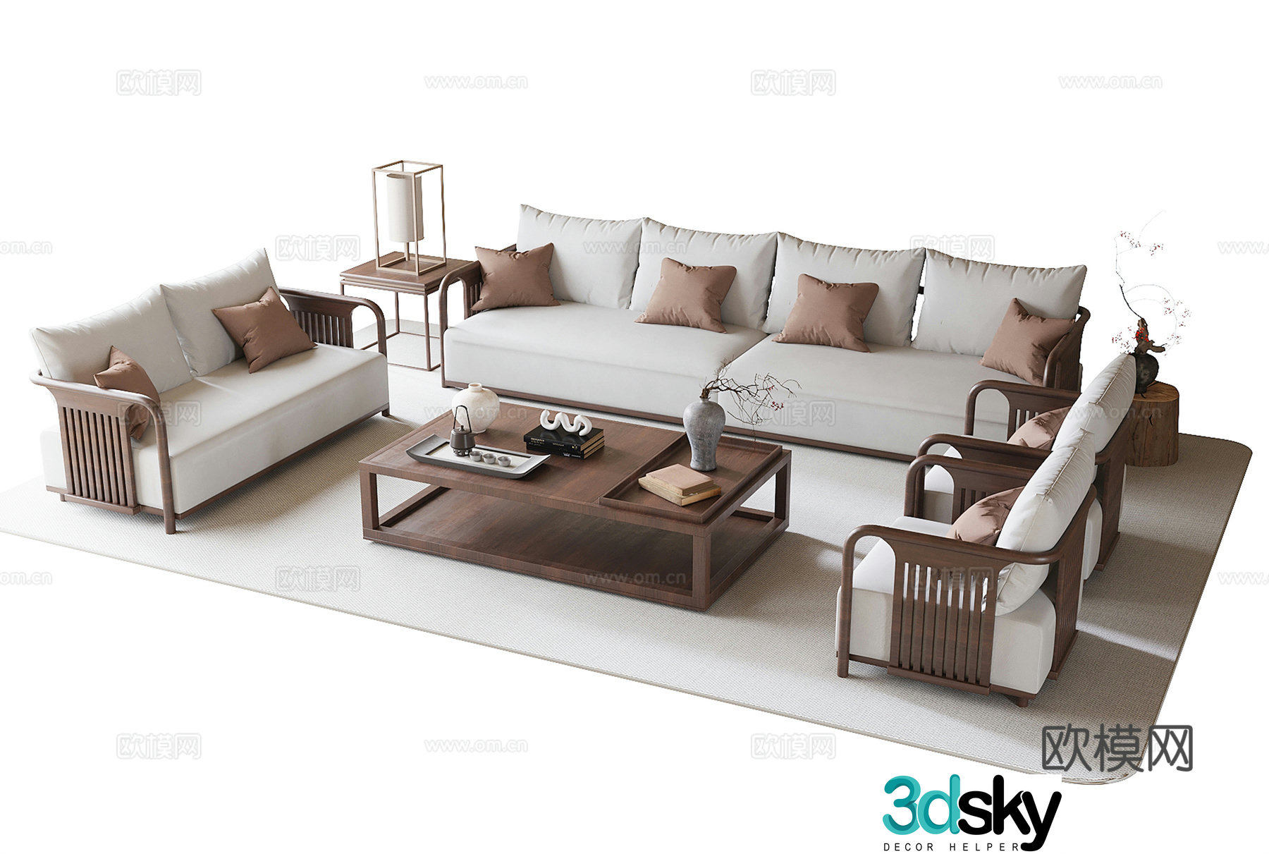 New Chinese sofa coffee table combination 3D model