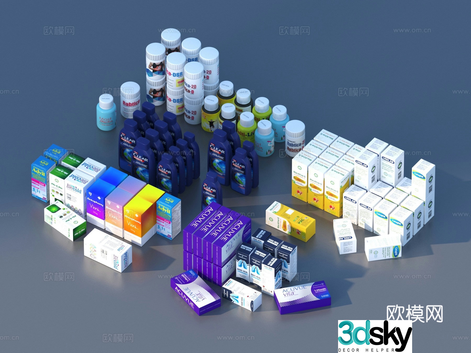Cosmetics Pill Boxes Supermarket Products Daily necessities 3D Model