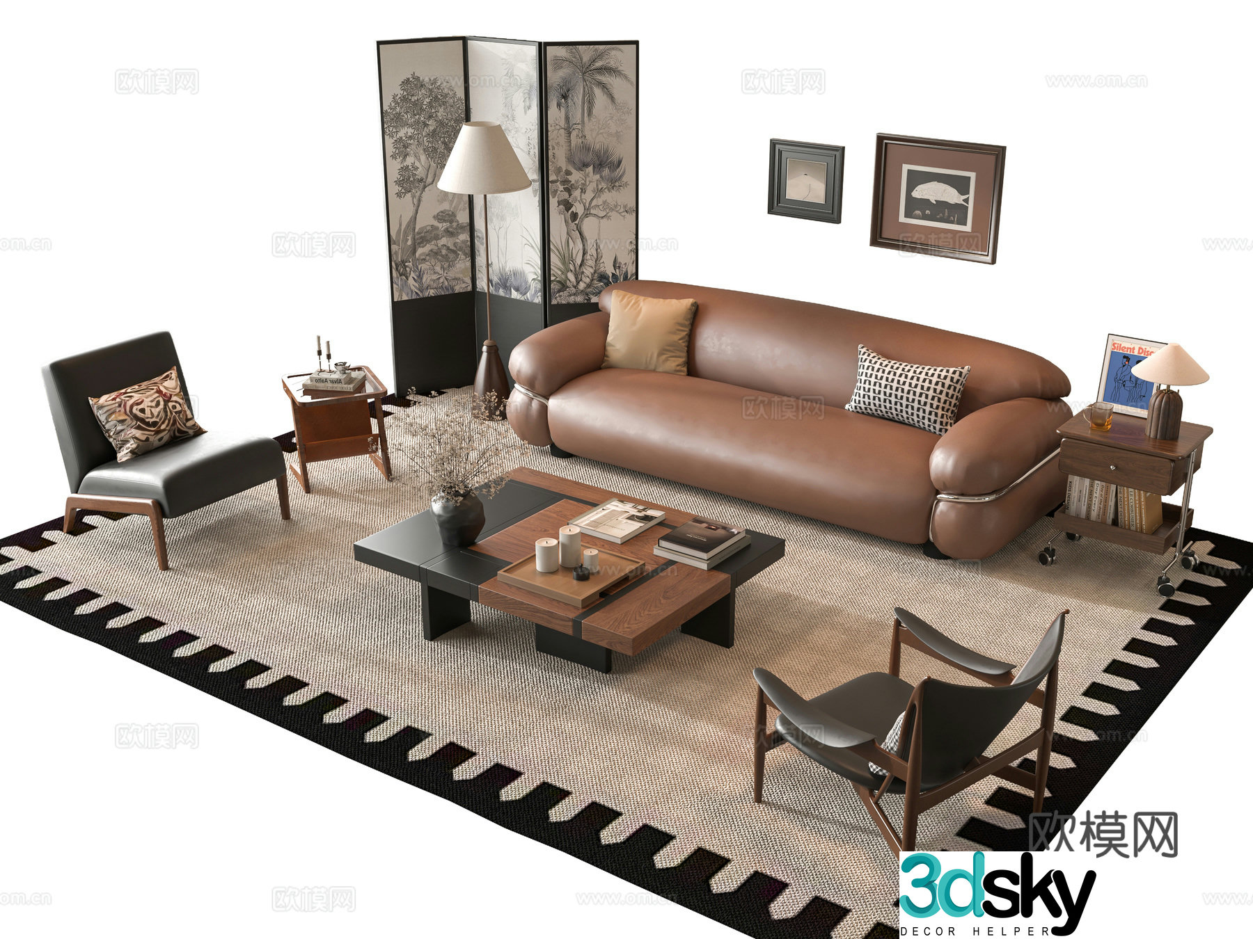 French sofa combination 3D model