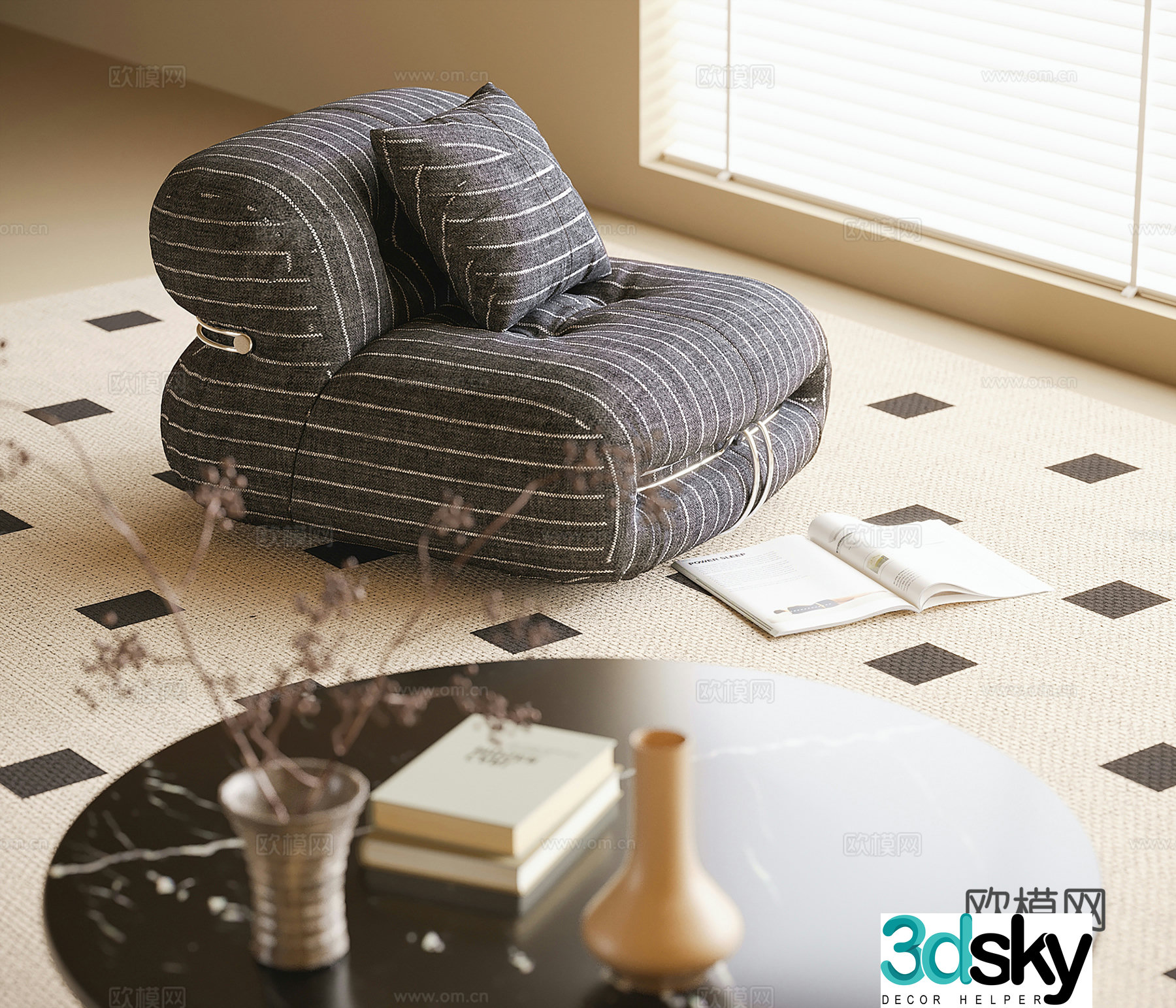 Modern lazy sofa single sofa 3d model