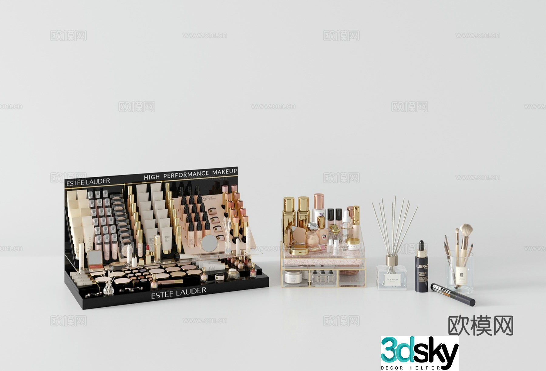 Modern cosmetics makeup box skin care products beauty foundation 3d model