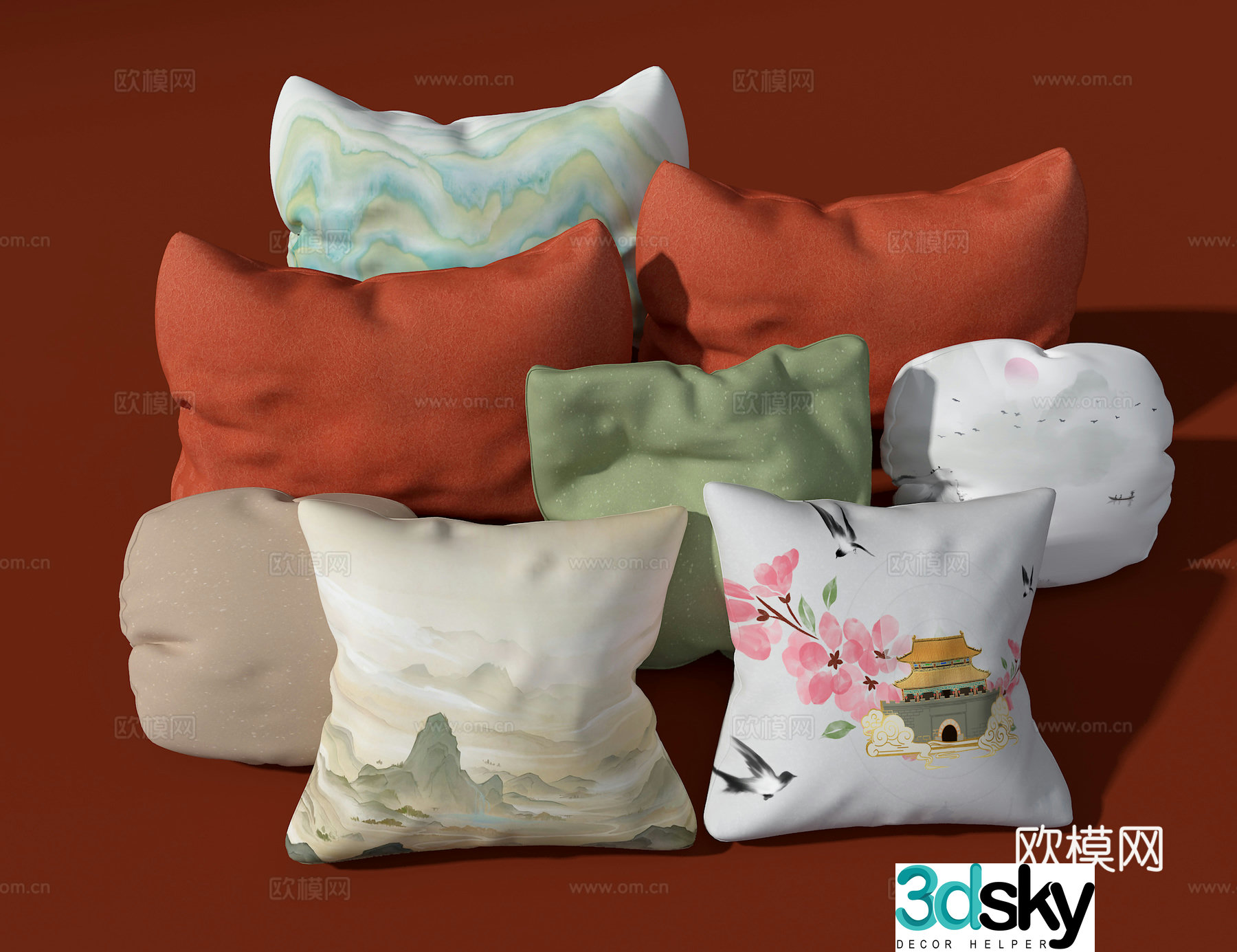 National Trendy Style Pillow 3D Model