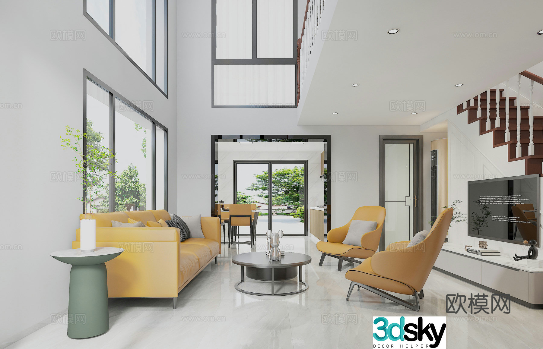 Modern minimalist living room 3d model