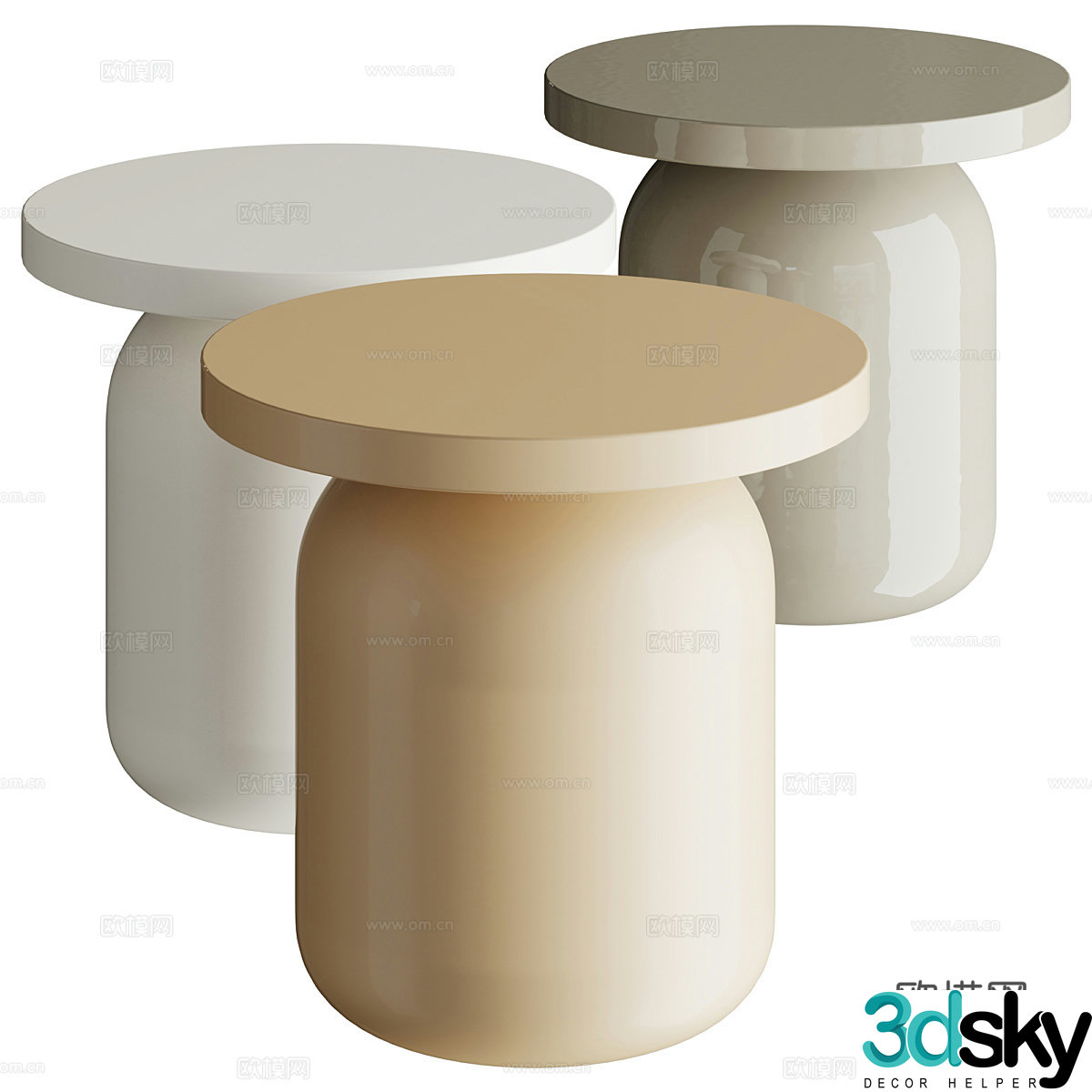 Modern creamy round edge 3d model